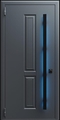 Входная термодверь с металлофиленкой, длинной ручкой с подсветкой и порошковым покрытием RAL 7021 (тип №11)