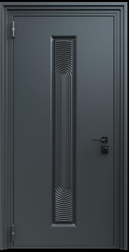 Входная термодверь с металлофиленкой и порошковым напылением RAL 7021 (тип №4) Входная термодверь с металлофиленкой и порошковым напылением RAL 7021 (тип №4)